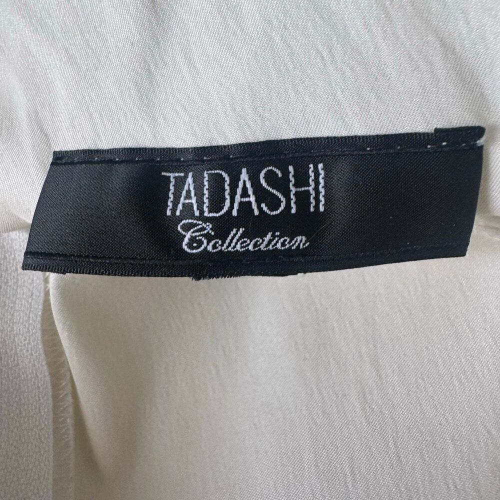 Tadashi Collection Ruched Taffeta Stretch Blouse With Button Detail White - Picture 8 of 10